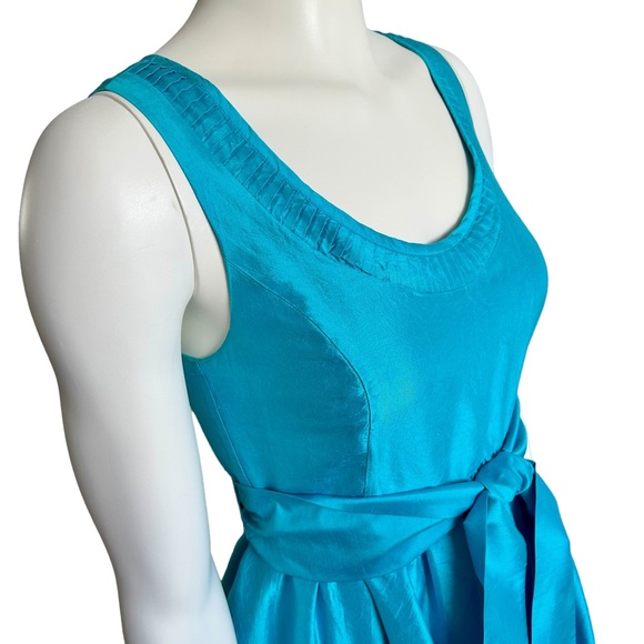 Kensie Cyan Blue Silk Fit And Flare Dress S - Picture 2 of 6